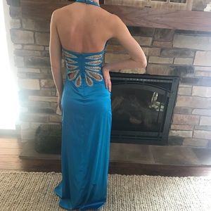 Tight blue prom dress